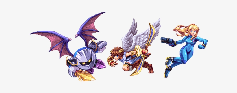 Meta Knight, Pit, Zero Suit Samus - Pixel Art Smash Bros, transparent png