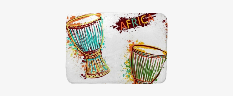 Seamless Pattern With African Drum Tam Tam And Splashes - African Musical Instruments Clipart, transparent png