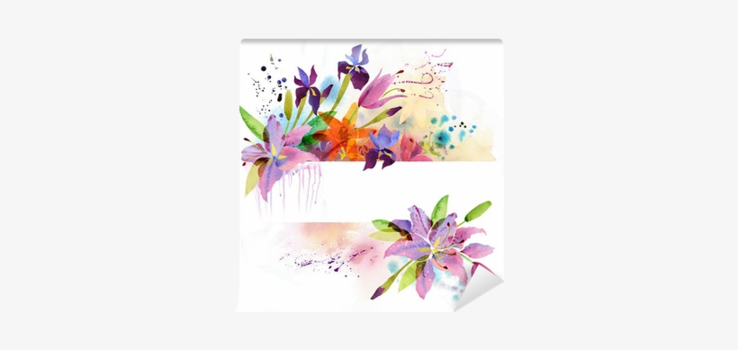 Floral Background With Watercolor Flowers Wall Mural - Flowers Forever Edp 2.7 Fl Oz/80 Ml By Preferred Fragrance, transparent png
