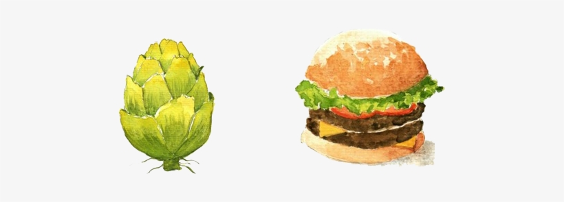 Hamburger Hot Dog Sushi Fast Food Watercolor Painting - Burger Watercolour, transparent png
