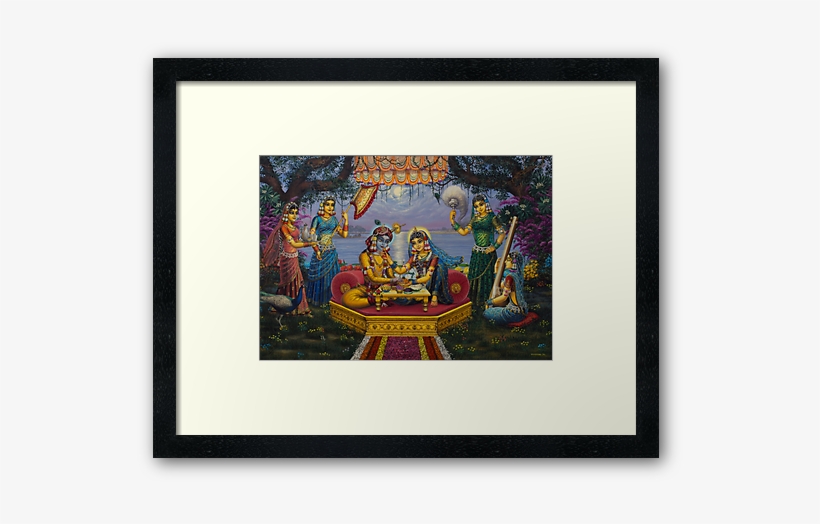 "radha Krishna Bhojan Lila" Framed Prints By Vrindavan - Radha Krishna Bhojan Lila, transparent png