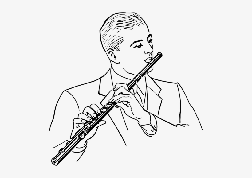 Vector Freeuse Download Flute Clipart Janmashtami - Playing The Flute Drawing, transparent png