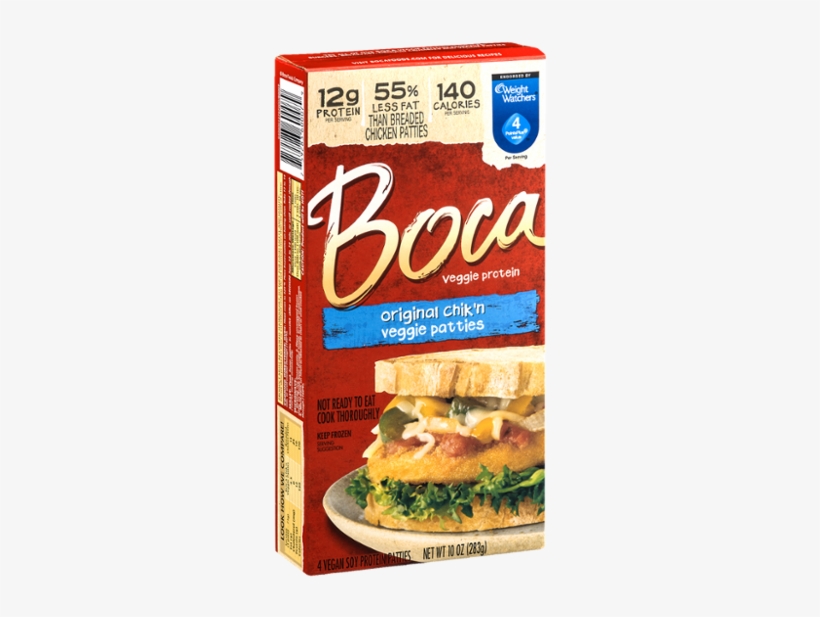 Boca Veggie Patties, Original Chik'n - 4 Patties, 10, transparent png