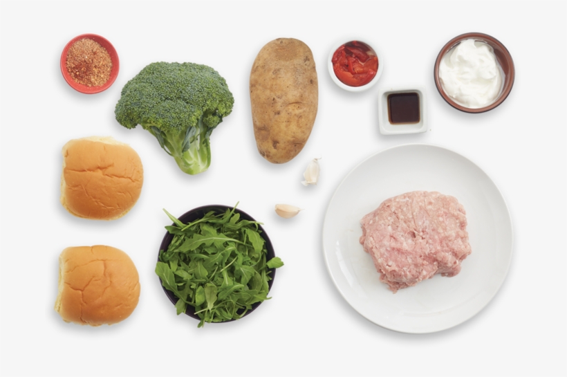 Smoky Pork Burgers With Roasted Vegetables & Piquillo - Broccoli, transparent png
