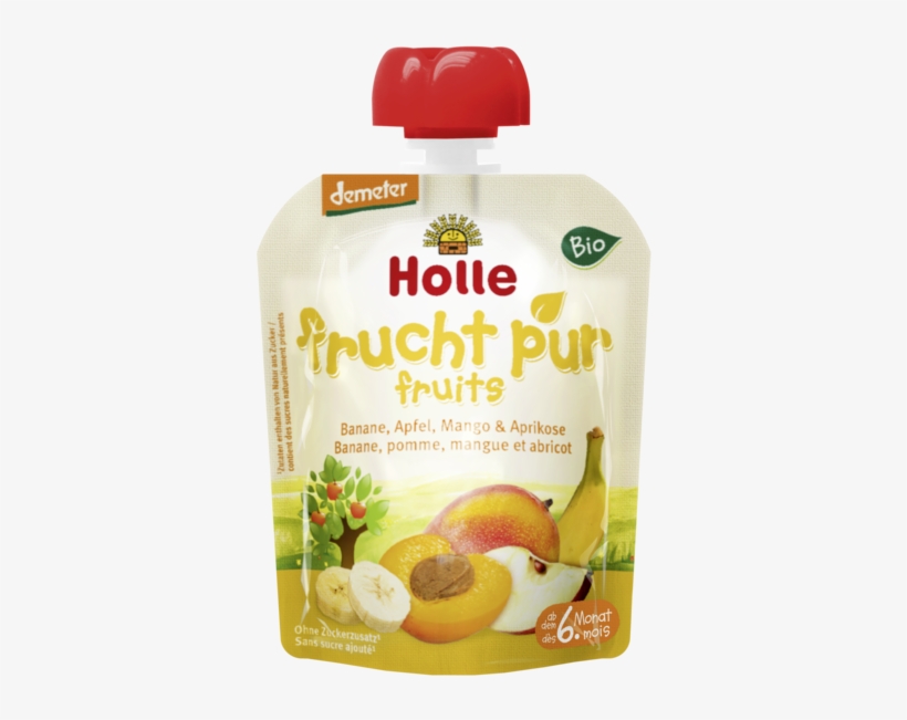Holle Organic Pure Fruit Pouches - Holle Fruit Pure Banana, Apple, Mango & Apricot,, transparent png