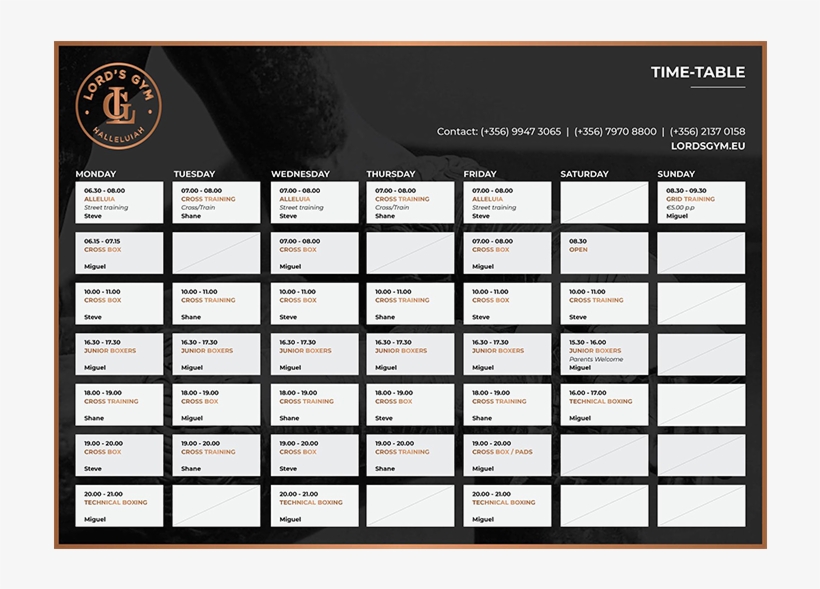Lords Gym Time Table - Number, transparent png