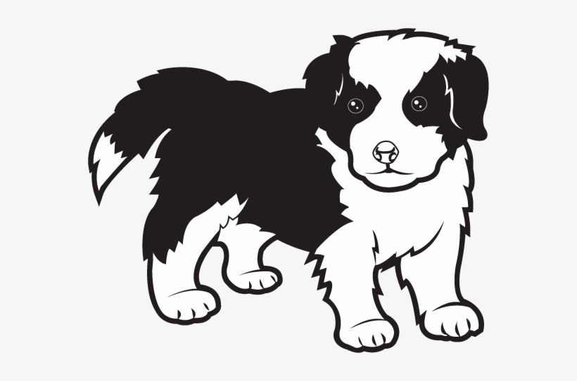 Jpg Black And White Free Clip Art Animals Pets Border - Border Collie Clipart Black And White, transparent png