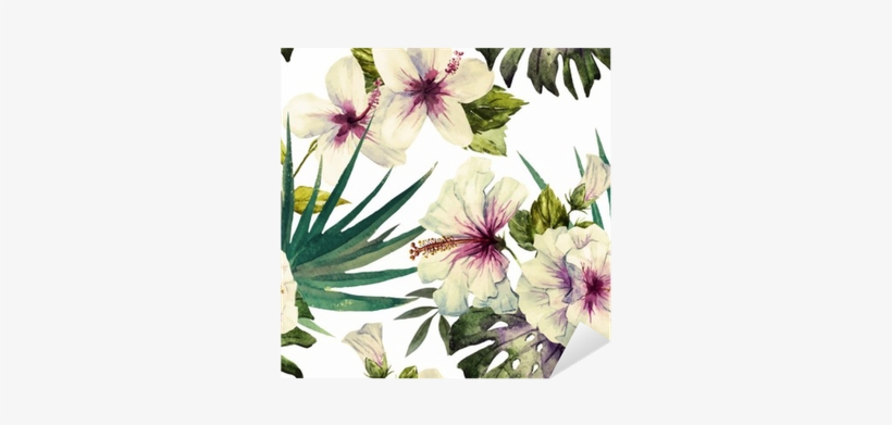 Watercolor Tropical Hibiscus Canvas Print - Small By, transparent png
