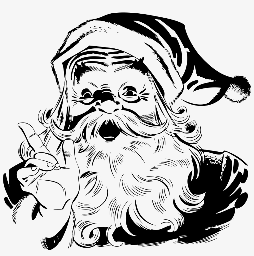 Big Image - Black And White Santa Png, transparent png