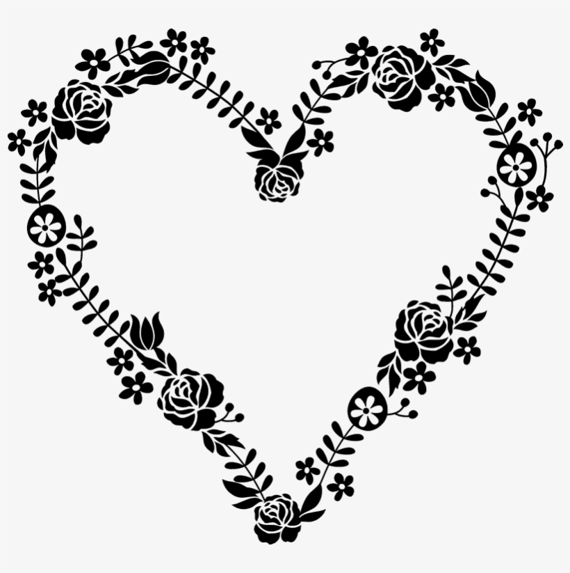 Floral Wreath Heart-shaped Stamp - Heart Wreath Clip Art, transparent png