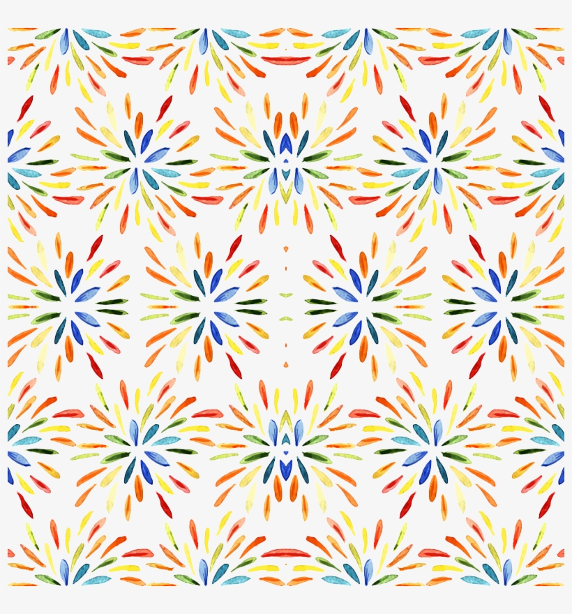 Watercolor Spring Summer Flowers Orange And Red Fabric - Motif, transparent png
