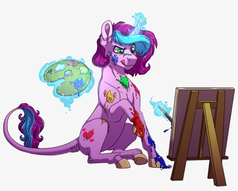 Lopoddity, Classical Unicorn, Commission, Curved Horn, - Unicorn With Paint Brush, transparent png