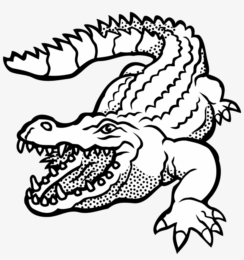 Onlinelabels Clip Art - Crocodile Clipart Black And White, transparent png