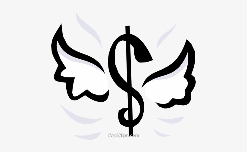 Dollar Sign With Wings Royalty Free Vector Clip Art - Money Sign, transparent png