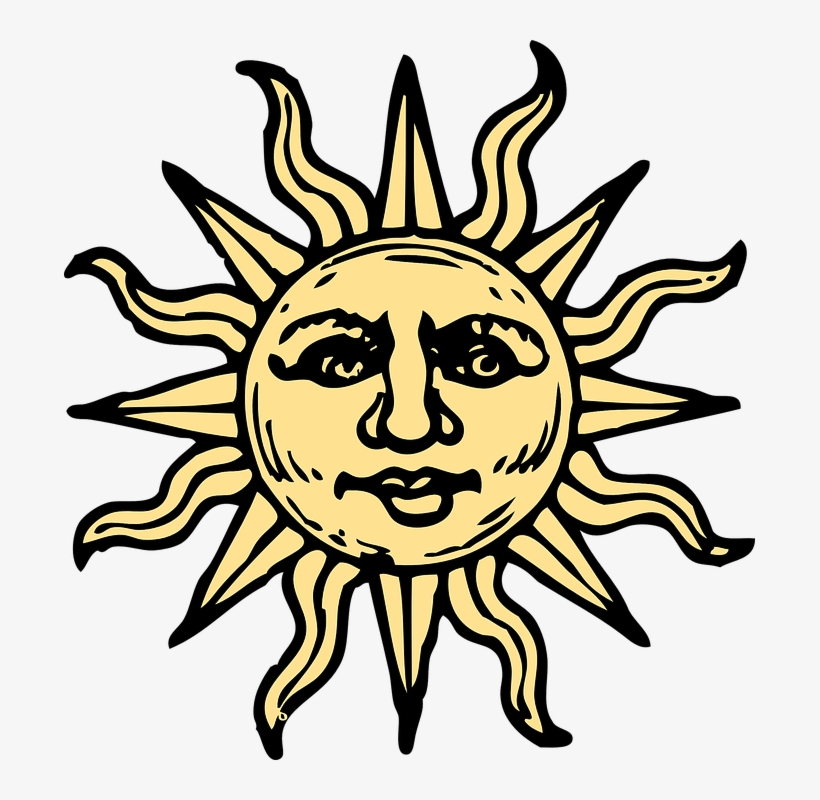 Sun Woodcut Clip Art At Clker - Sun With A Face, transparent png