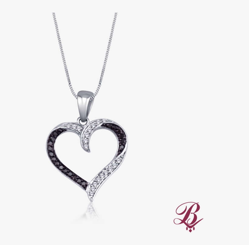 Black And White Diamond Heart Pendant - Locket, transparent png