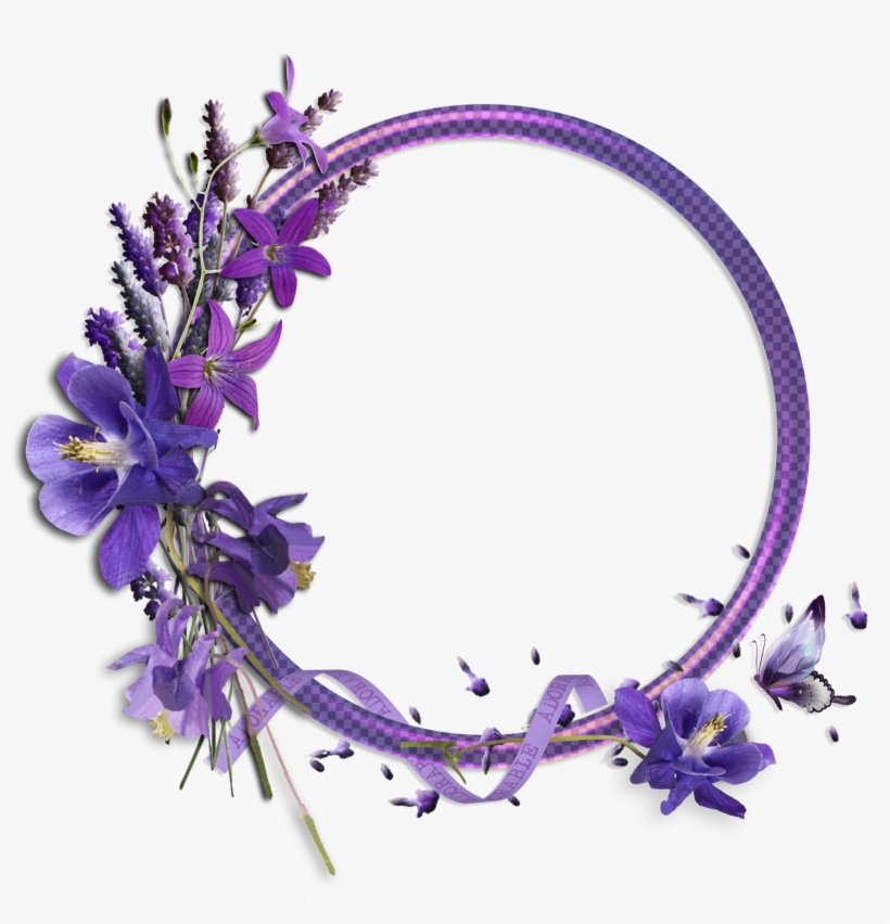 Fant Aacutesticos Frames Png Oval Com Flores Para Fotomontagensabaixo - Purple Flowers Borders And Frames, transparent png