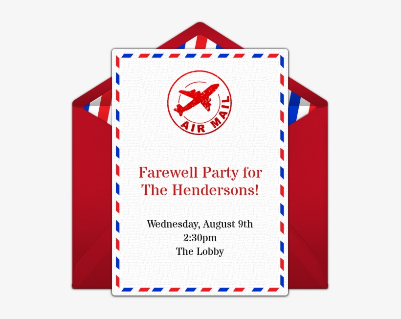 Farewell Air Mail Online Invitation - Punchbowl.com, transparent png