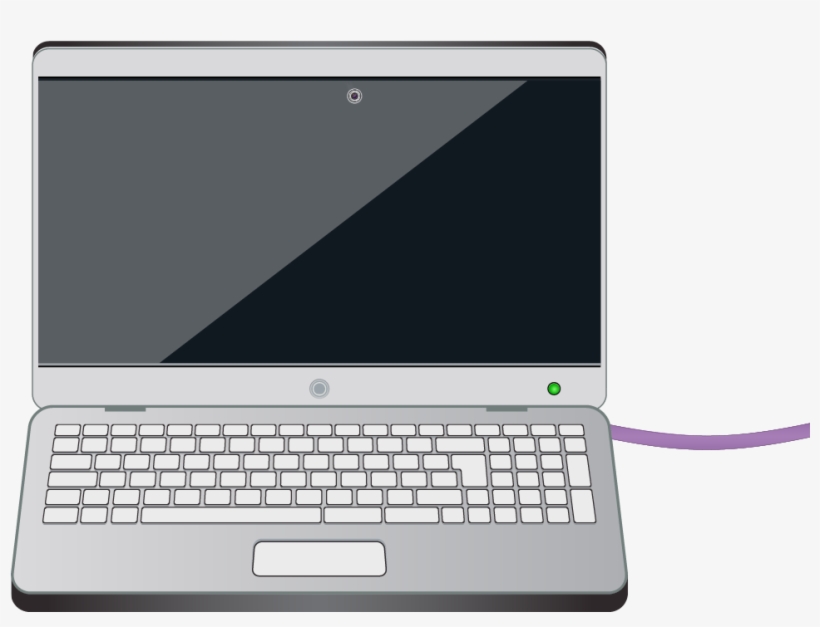 A Laptop Computer With The Power Cable Highlighted - Parts Of A Laptop Computer, transparent png