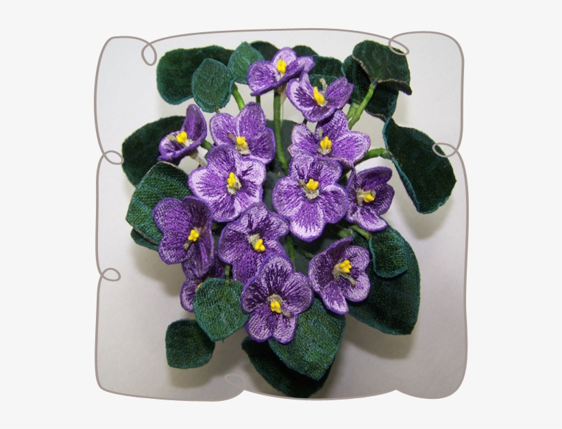 Purple African Violets - Machine Embroidery, transparent png