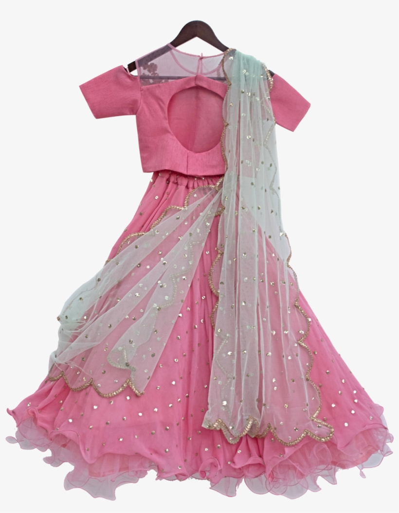 Designer Dress Pink Silk Choli With Sequence Booti - Gown, transparent png