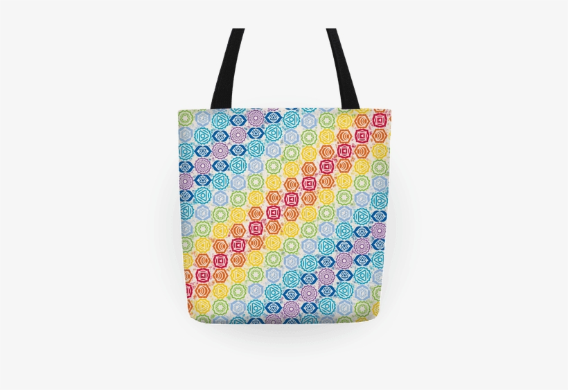 Watercolor Chakra Symbol Pattern Tote - Watercolor Chakra Symbol Pattern Tote Bag: Funny Tote, transparent png