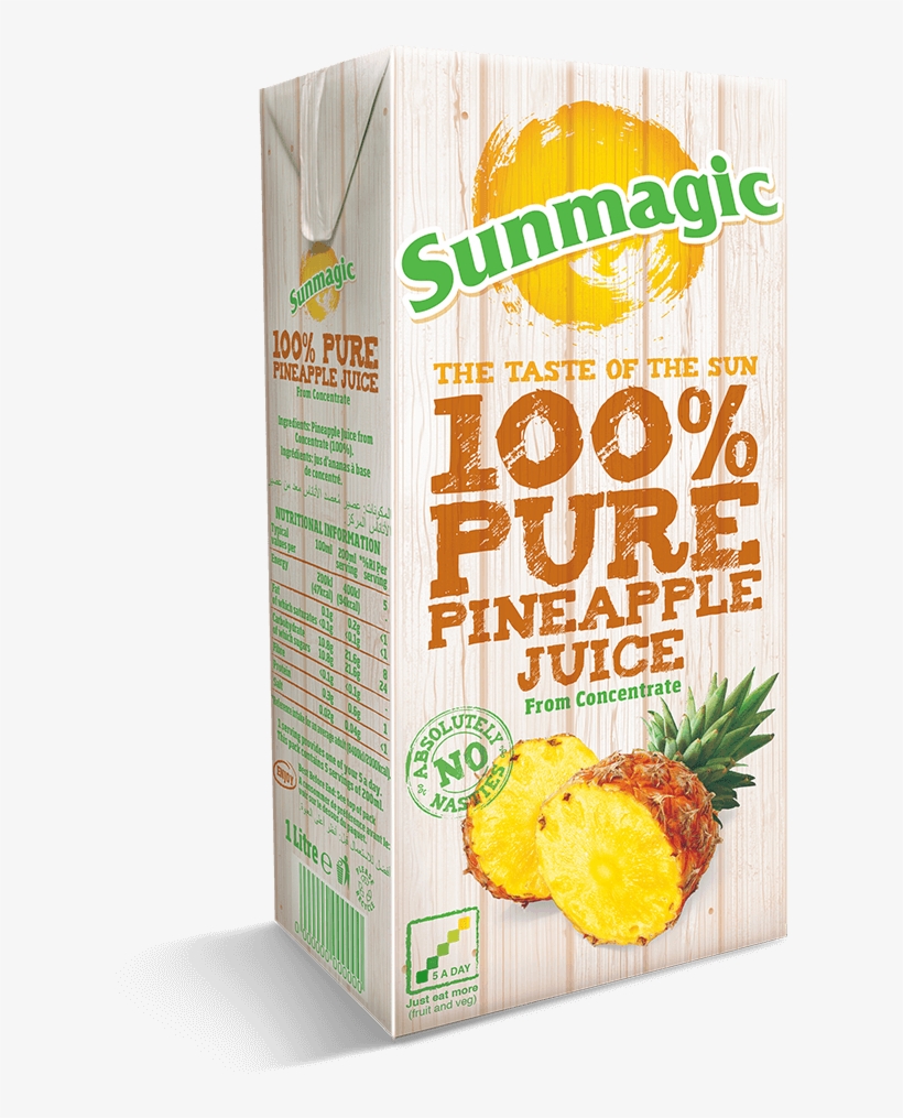 Sunmagic 1l Pure Pineapple Juice Recap - Sunmagic Pure Pineapple Juice - 12 X 1 Litre Cartons, transparent png