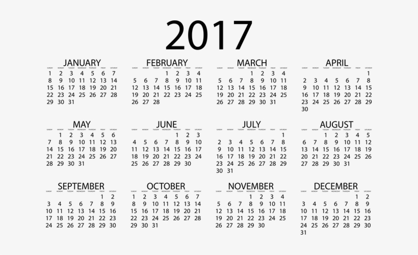 Twenty Seventeen, 2017, Calendar, Year, Date, Time - Mini Calendar 2018 Png, transparent png