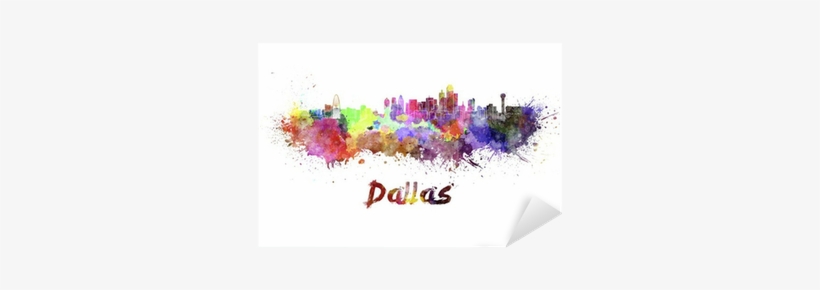 Art Print: Paulrommer's Dallas Skyline In Watercolor,, transparent png