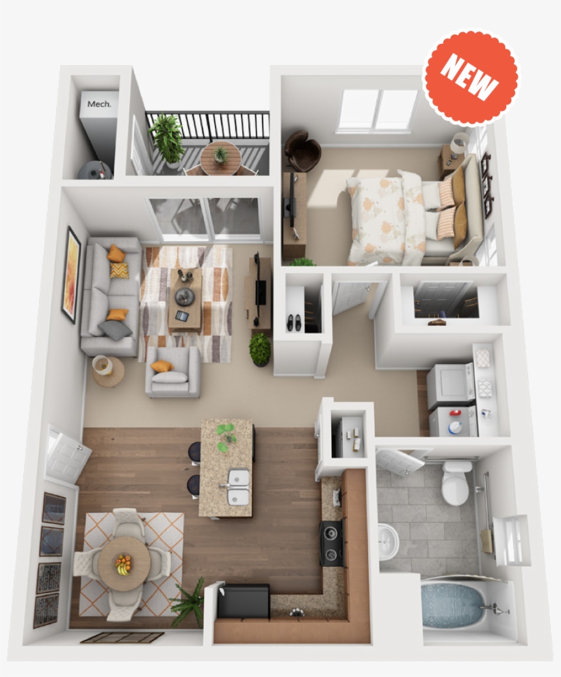 1x1b - Falls At Riverwoods Apartments & Townhomes, transparent png