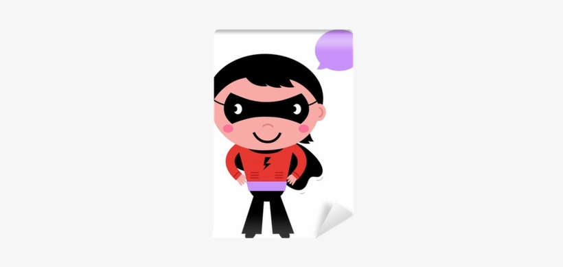 Cute Superhero Boy With Speech Bubble Isolated On White - Kleiner Niedlicher Superhero-junge Rundes Keramik Ornament, transparent png