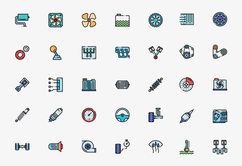 Colorful Engine Icons - Engine Icons, transparent png