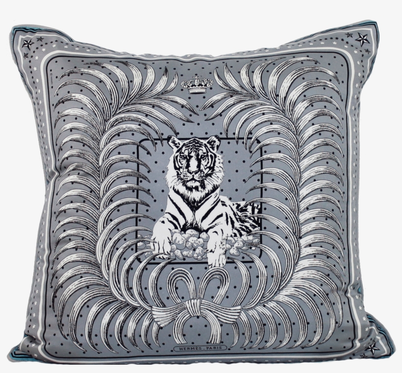 Best Tigre Royal Vintage Hermès Scarf Pillow 1b091 - Cushion, transparent png