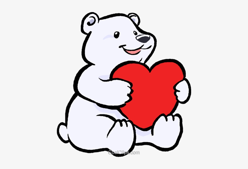 Polar Bear With A Heart - Cartoon Bear Holding A Heart, transparent png