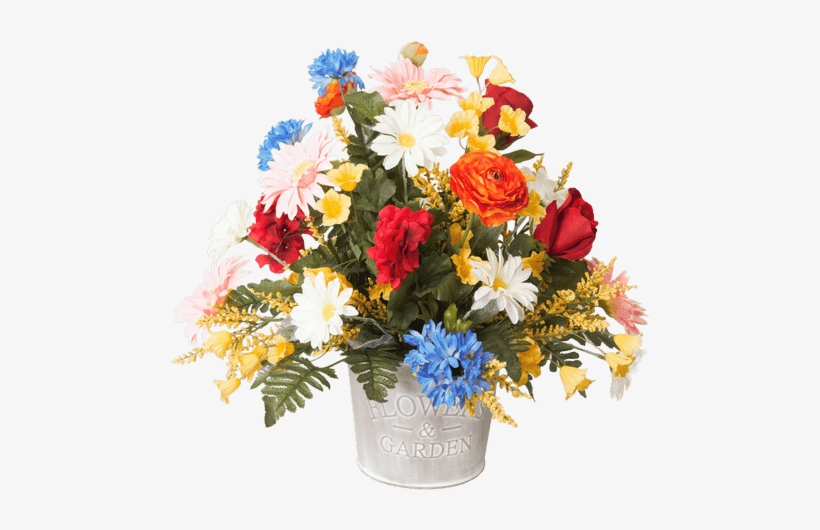 Silk Flower And Garden Mixed Arrangement • - Bouquet, transparent png