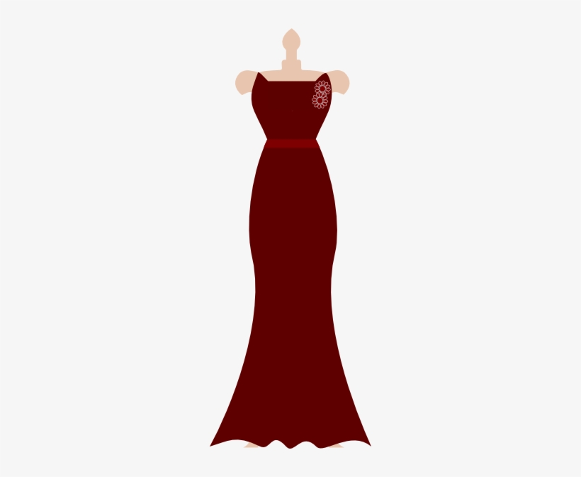 Gown Clipart Red Dress - Burgundy Dress Clipart, transparent png