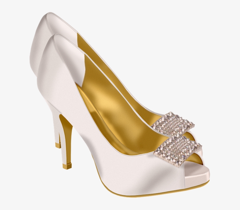Wedding Dress Clipart Free - White Wedding Shoes Transparent Clipart, transparent png