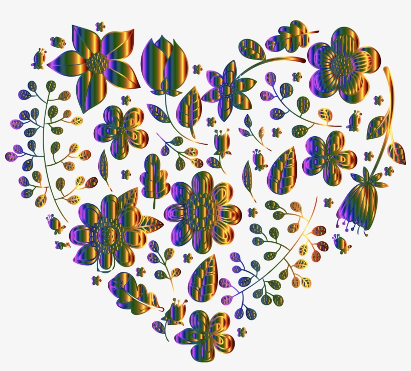 This Free Icons Png Design Of Chromatic Floral Heart, transparent png