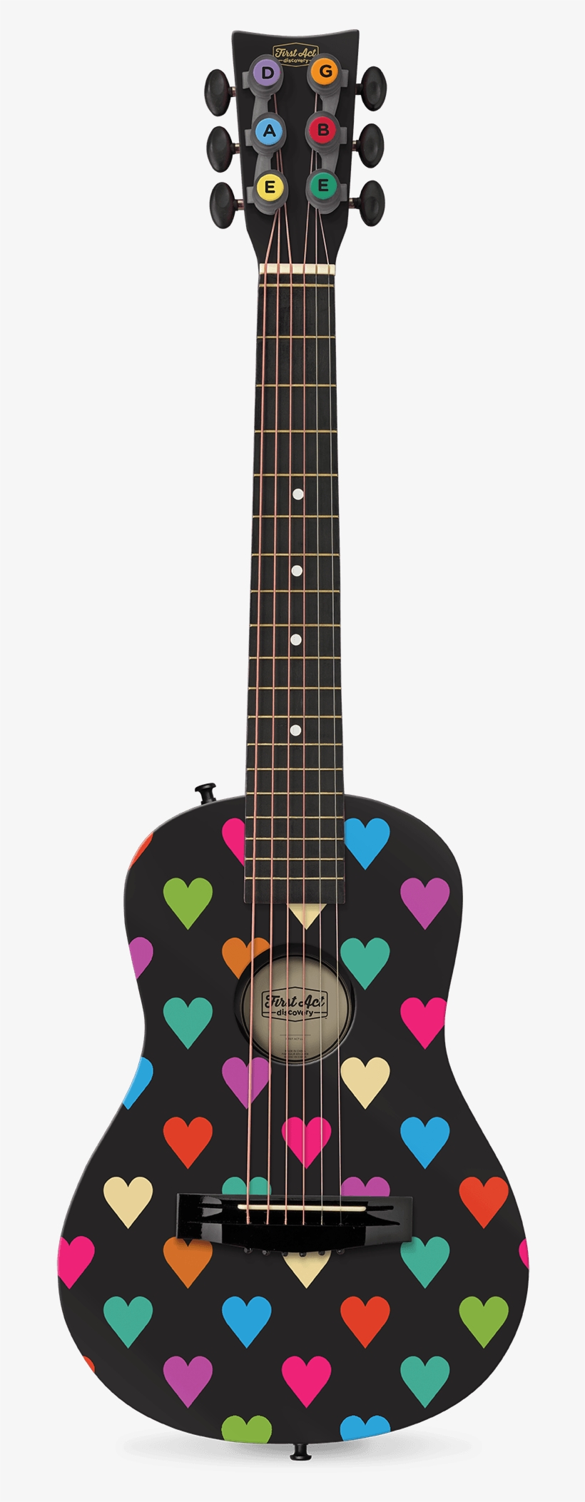 First Act Black With Hearts 30" Acoustic Guitar, transparent png