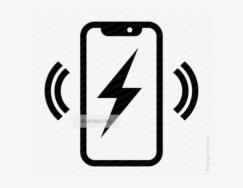 Vector Icon Of Wireless Signal Going From Apple Iphone - Wireless Phone Charge Icon, transparent png
