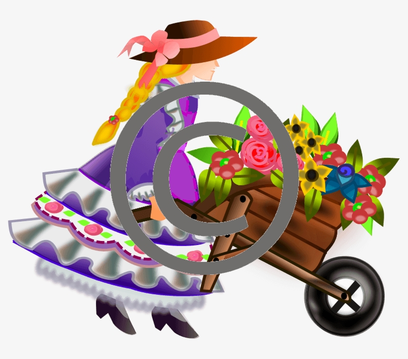 Woman With Wheelbarrow Garderning - Wheelbarrow Flower Girl Shower Curtain, transparent png