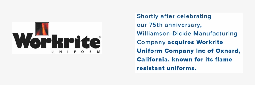 Shortly After Celebrating Its 75th Anniversary, Williamson-dickie - Workrite, transparent png