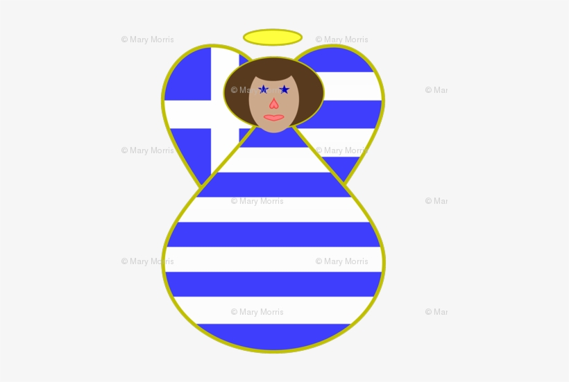 Griechischer Flaggen-engels-schwarzes Haar Stoffserviette, transparent png