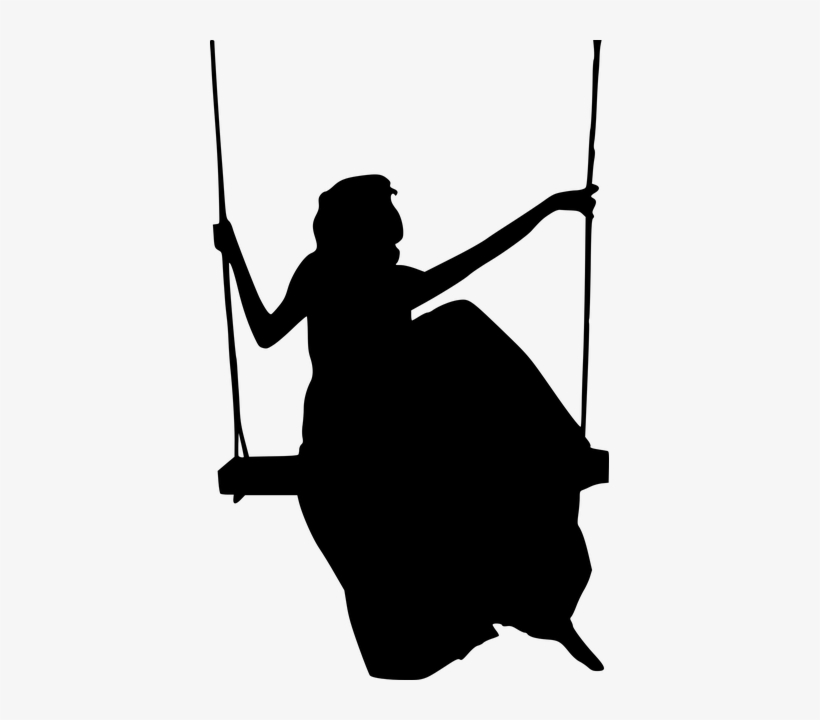 Frau Auf Schaukel Silhouette, transparent png