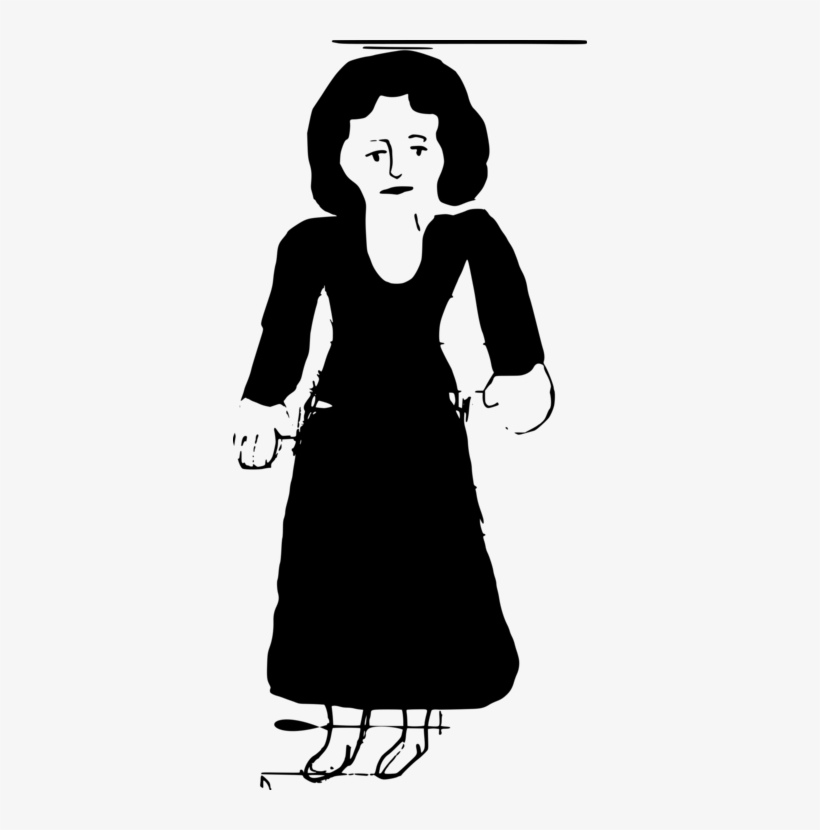 Dress Woman Black And White Clothing Silhouette - Illustration, transparent png
