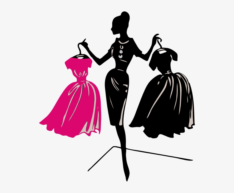 Black Dress Clipart Pink Black - Vendeuse Pret A Porter, transparent png