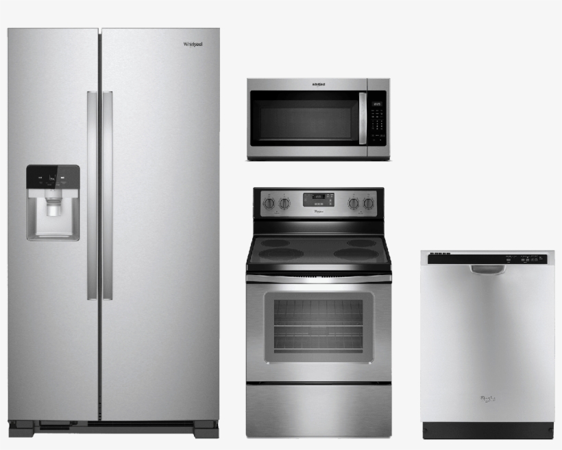Whirlpool® 4 Piece Kitchen Package Stainless Steel - Package 7 - Whirlpool Appliance Package - 4 Piece Appliance, transparent png