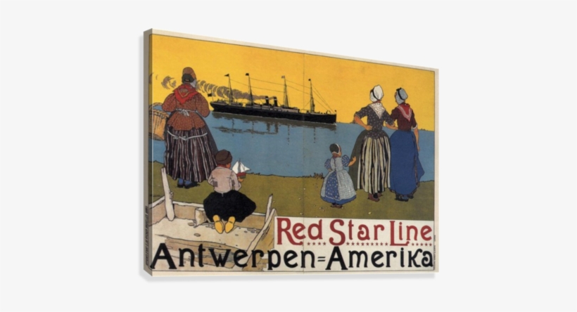 Red Star Line By Henri Cassiers 1899 Vintage Travel - Red Star Line Poster, transparent png
