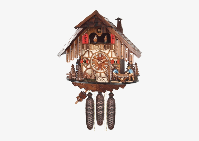 Cuckoo Clock With 8 Days Movement With Music & Dancing - Engstler | Beer Drinker Chalet #487/8mt | 14" 8-day, transparent png