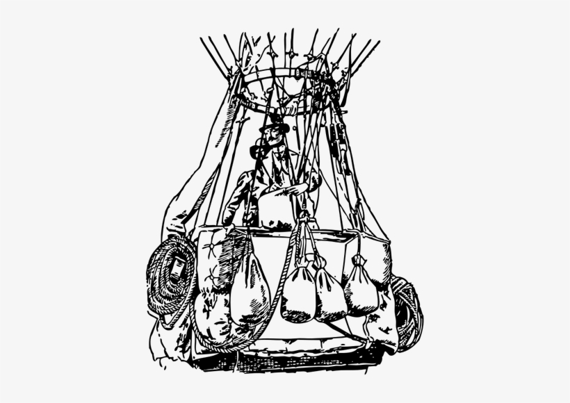Old Hot Air Balloon Vector Image Public Domain Vectors - Air Balloon Basket Drawing, transparent png